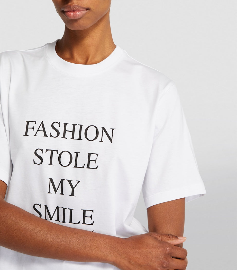 Victoria Beckham White Graphic Slogan T-Shirt