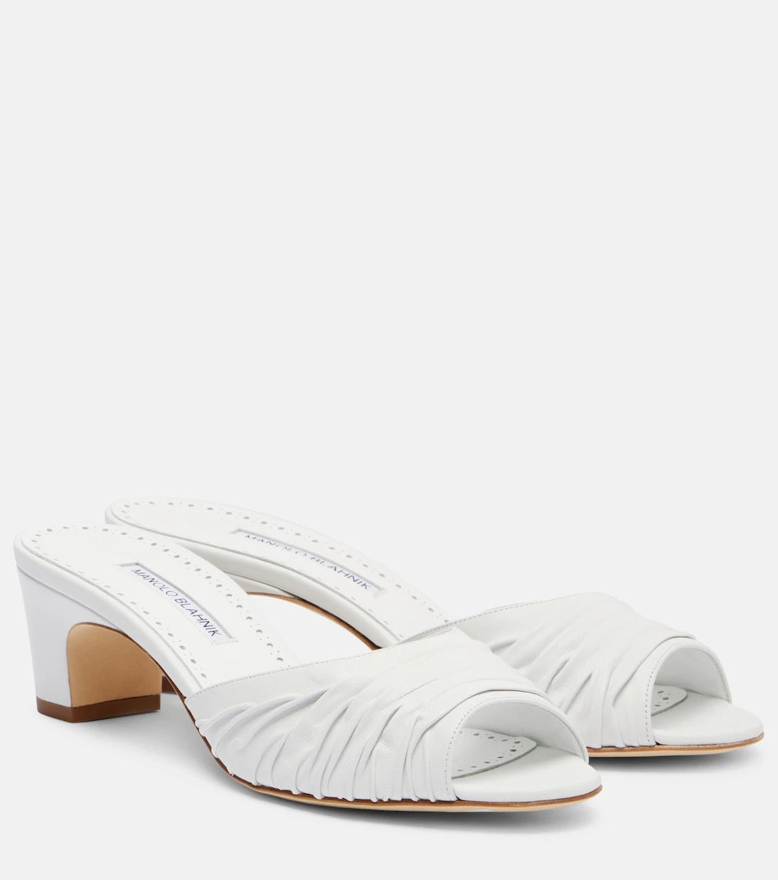 Manolo Blahnik - Piruabar 50 ruched leather mules