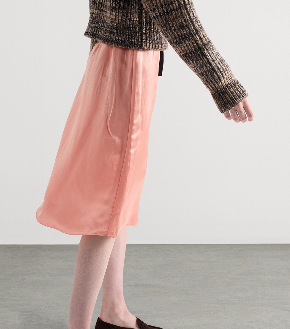 Prada Orange Satin-Blend Pencil Skirt