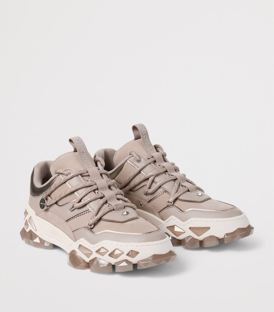 Jimmy Choo Brown Diamond X Leather Sneakers