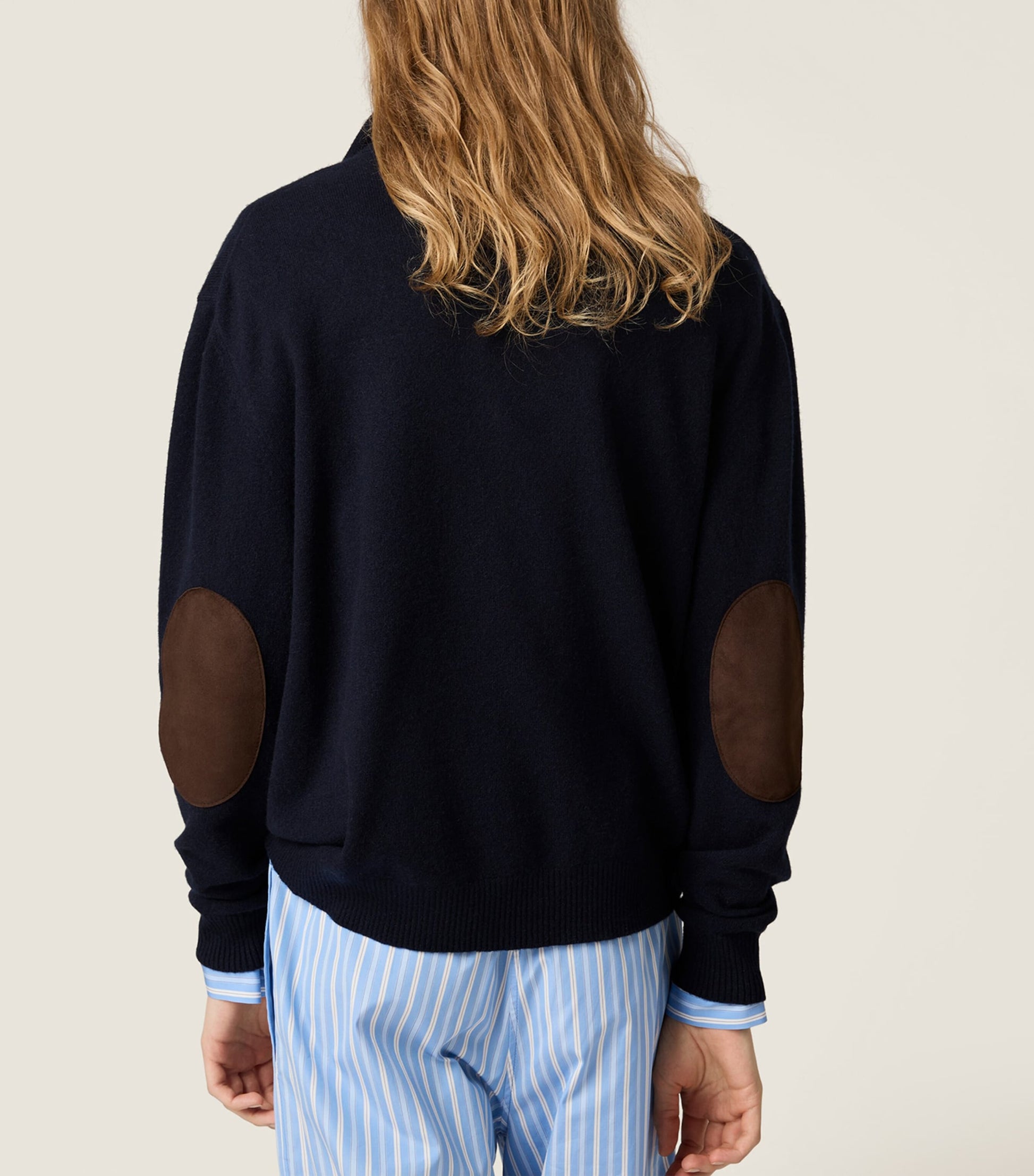 Blue Cashmere Half Zip Sweater