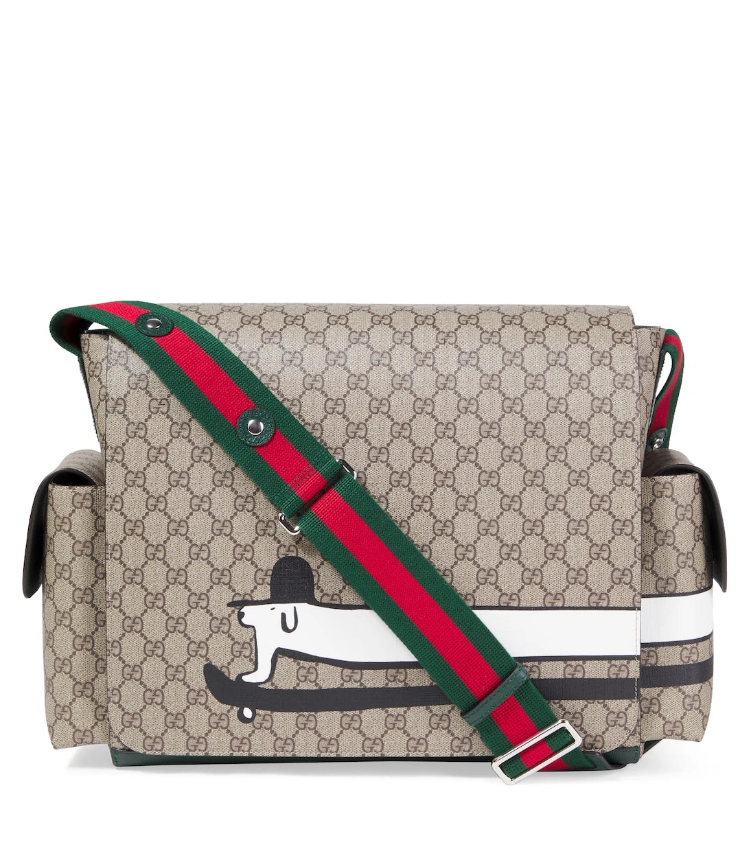 Gucci Kids - حقيبة تغيير حفاضات للأطفال من قماش GG والجلد