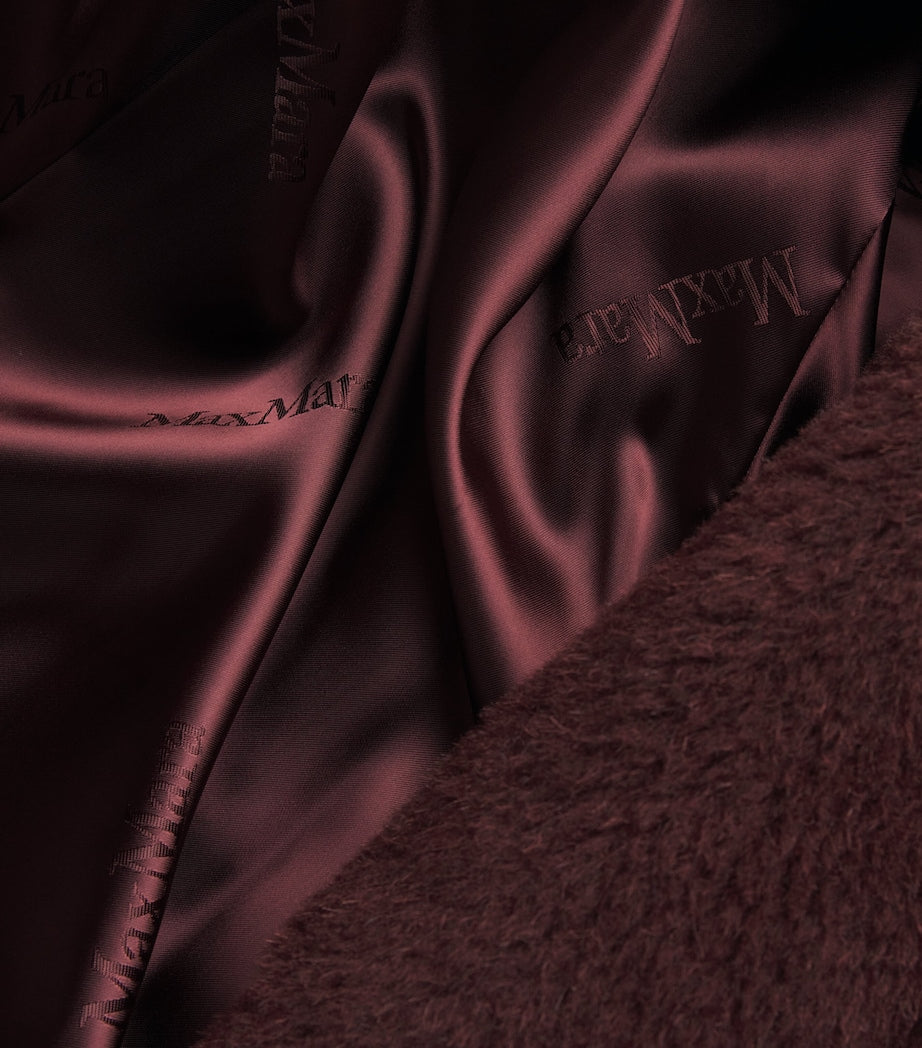 Red Wool-Silk Teddy Double-Breasted Coat