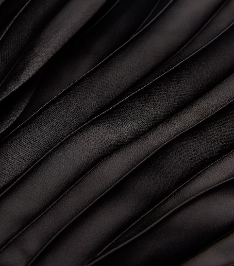 Maje Black Pleated-Skirt Polo Midi Dress