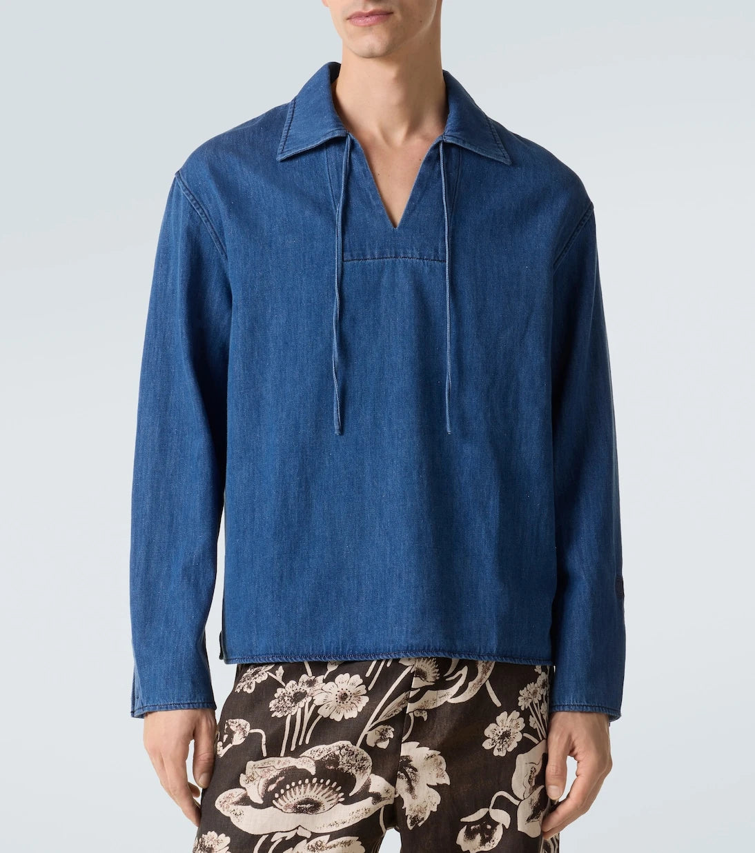 Commas - Tie-neck denim shirt