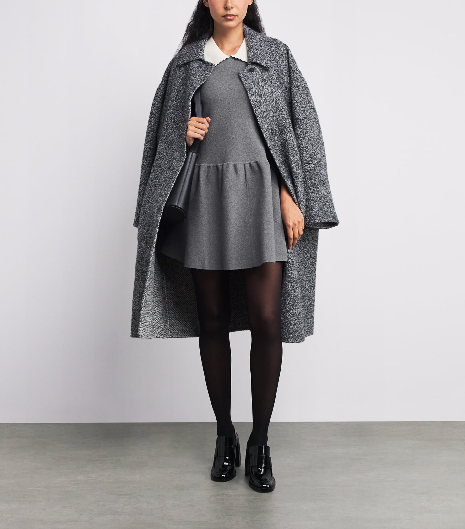 Claudie Pierlot Grey Cotton-Blend Skater Dress