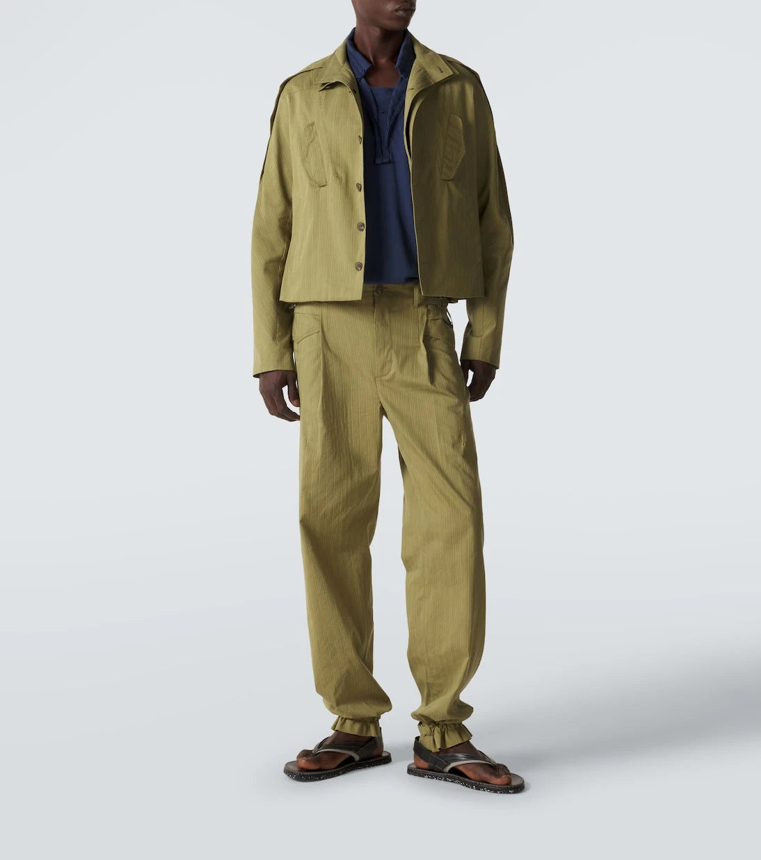 Kiko Kostadinov - Egreta stiped cotton-blend jacket