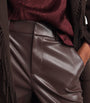 Alice+Olivia Brown Vegan Leather Alexander Trousers
