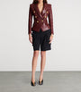 Balmain Brown Lambskin Double-Breasted Blazer