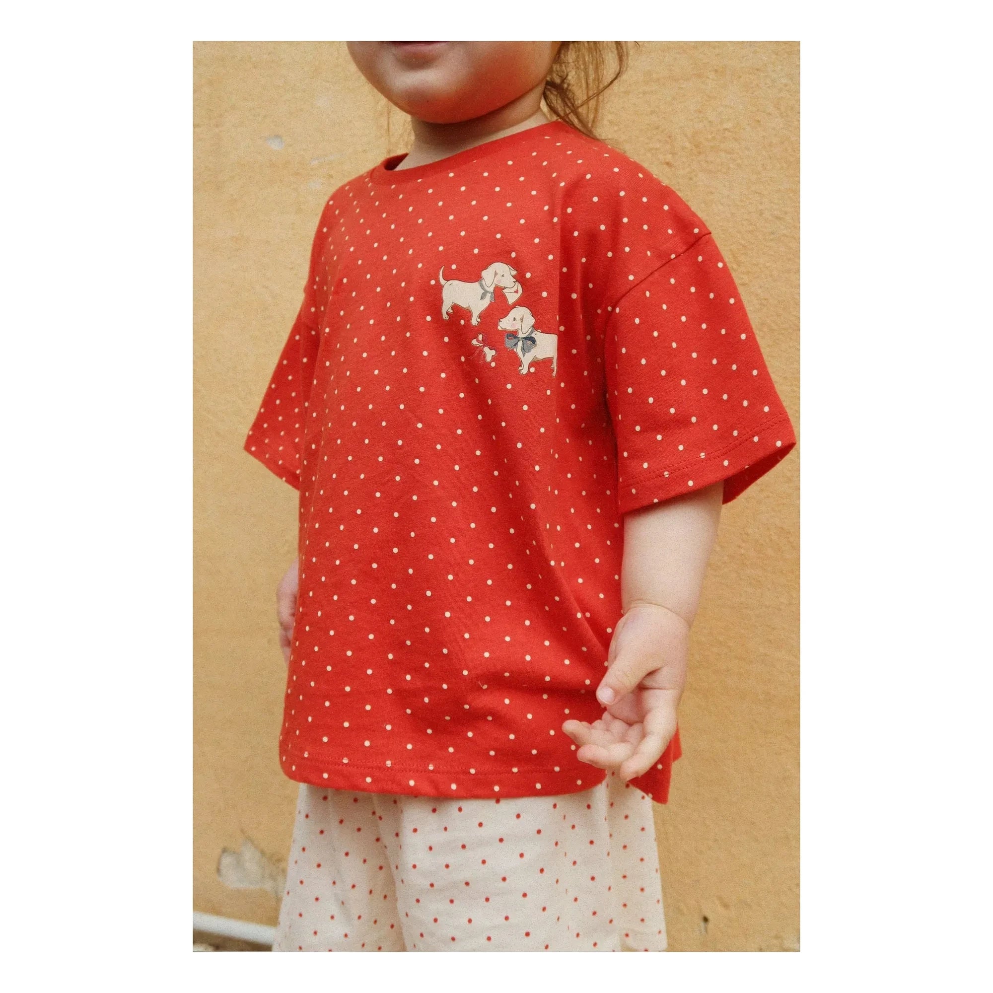 Konges Sløjd - T-shirt and shorts set Famo Pois Coton Bio | Red
