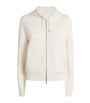 White Cashmere-Cotton Blend Zip-Up Hoodie