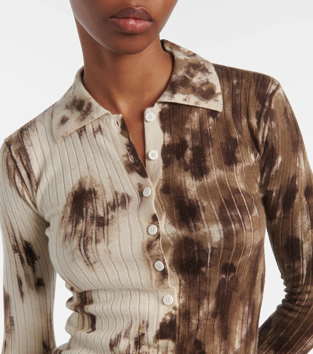 The Attico - Printed cashmere and silk polo sweater