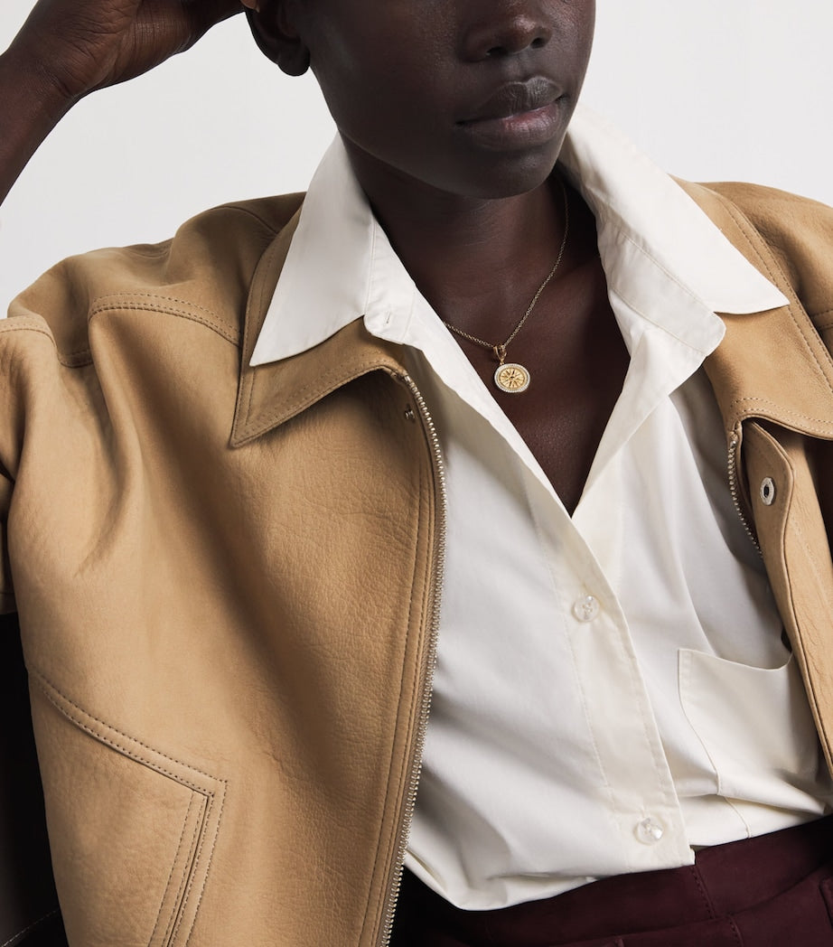 Small Yellow Gold and Diamond Sunburst Coin Charm