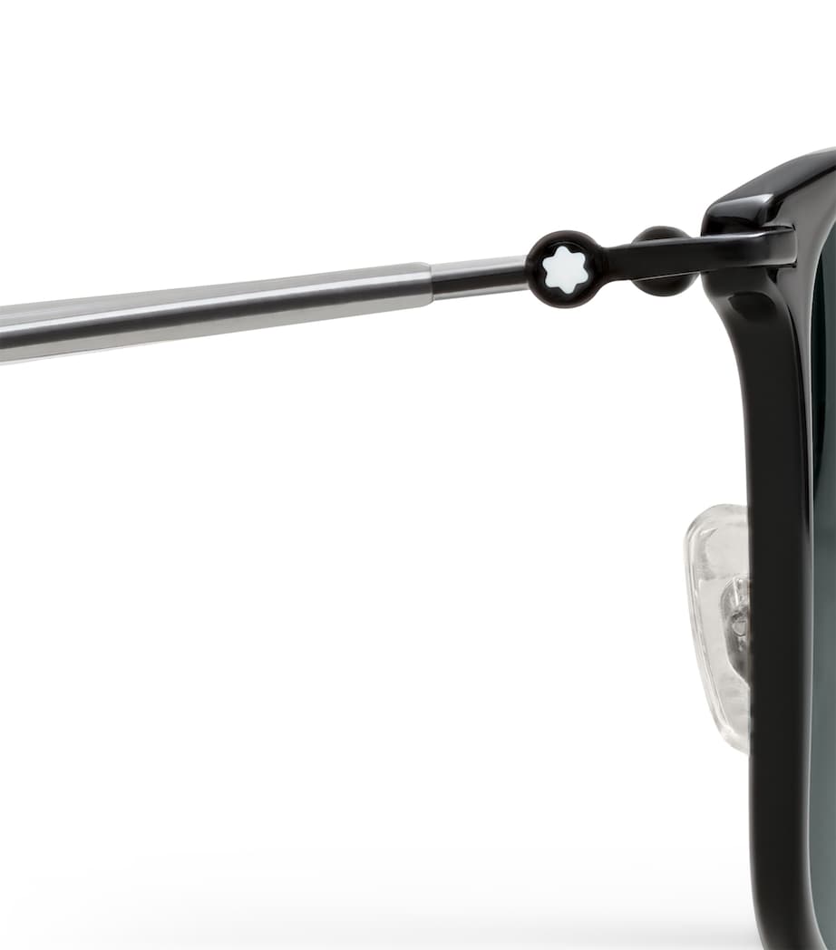 Montblanc Black Injected Rectangular Sunglasses