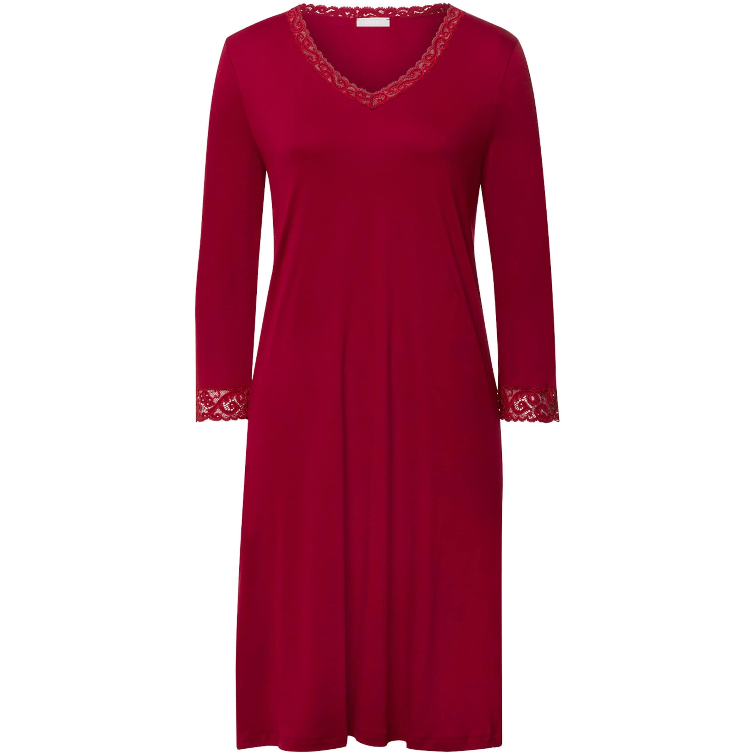 Hanro Red Cotton Cropped-Sleeve Nightdress