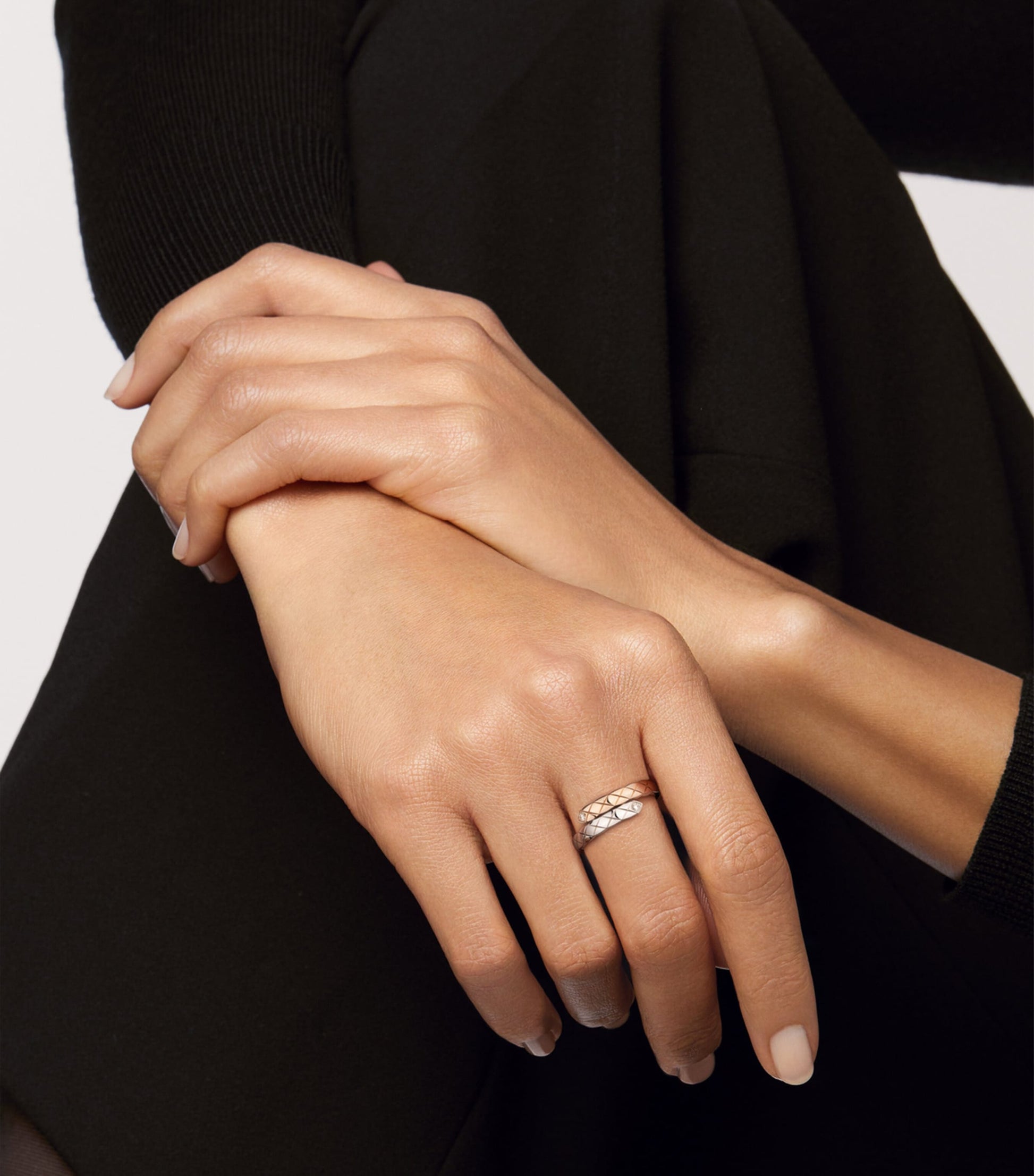 Beige Gold and Diamond Coco Crush Ring