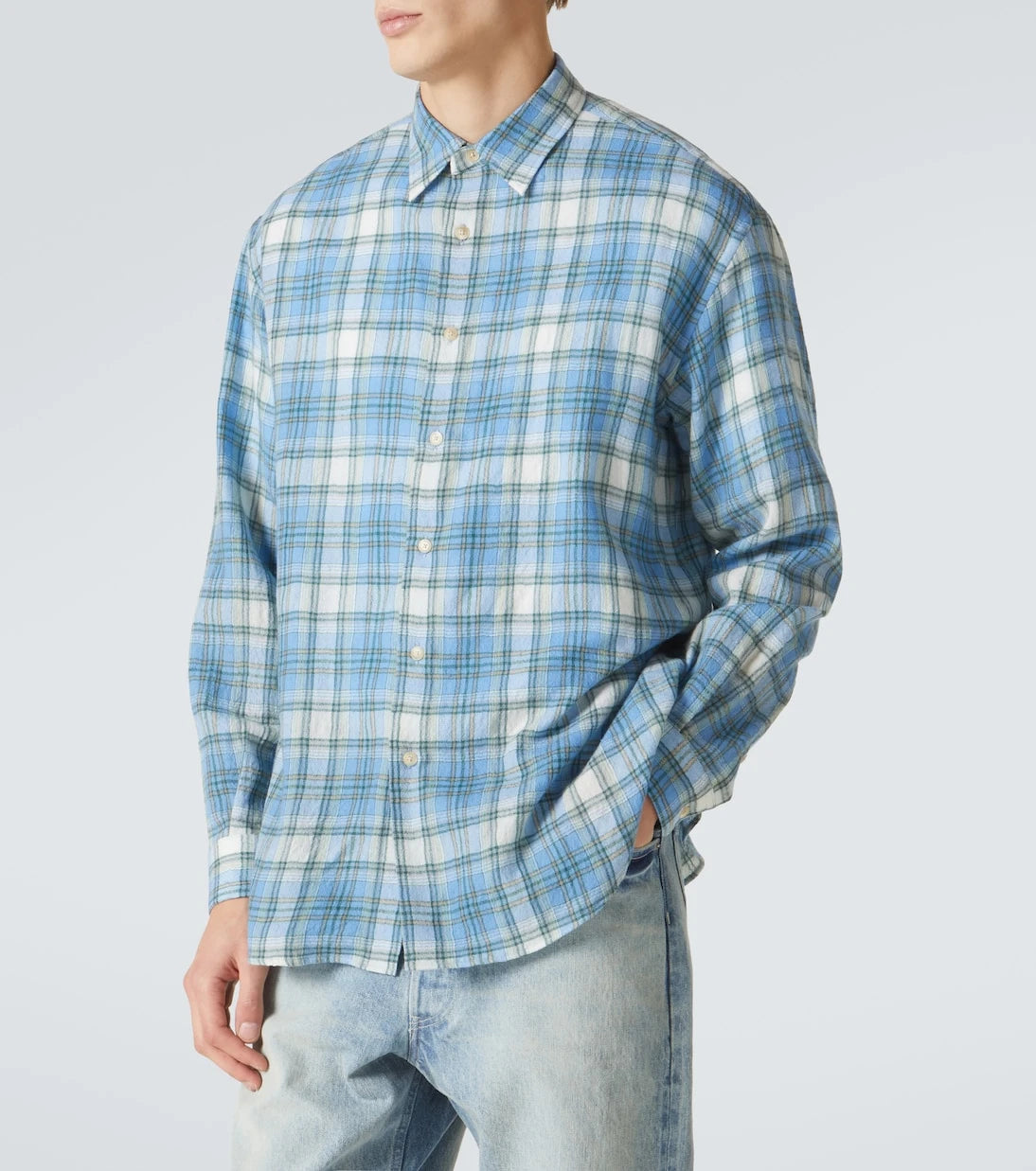Auralee - Airy checked wool shirt