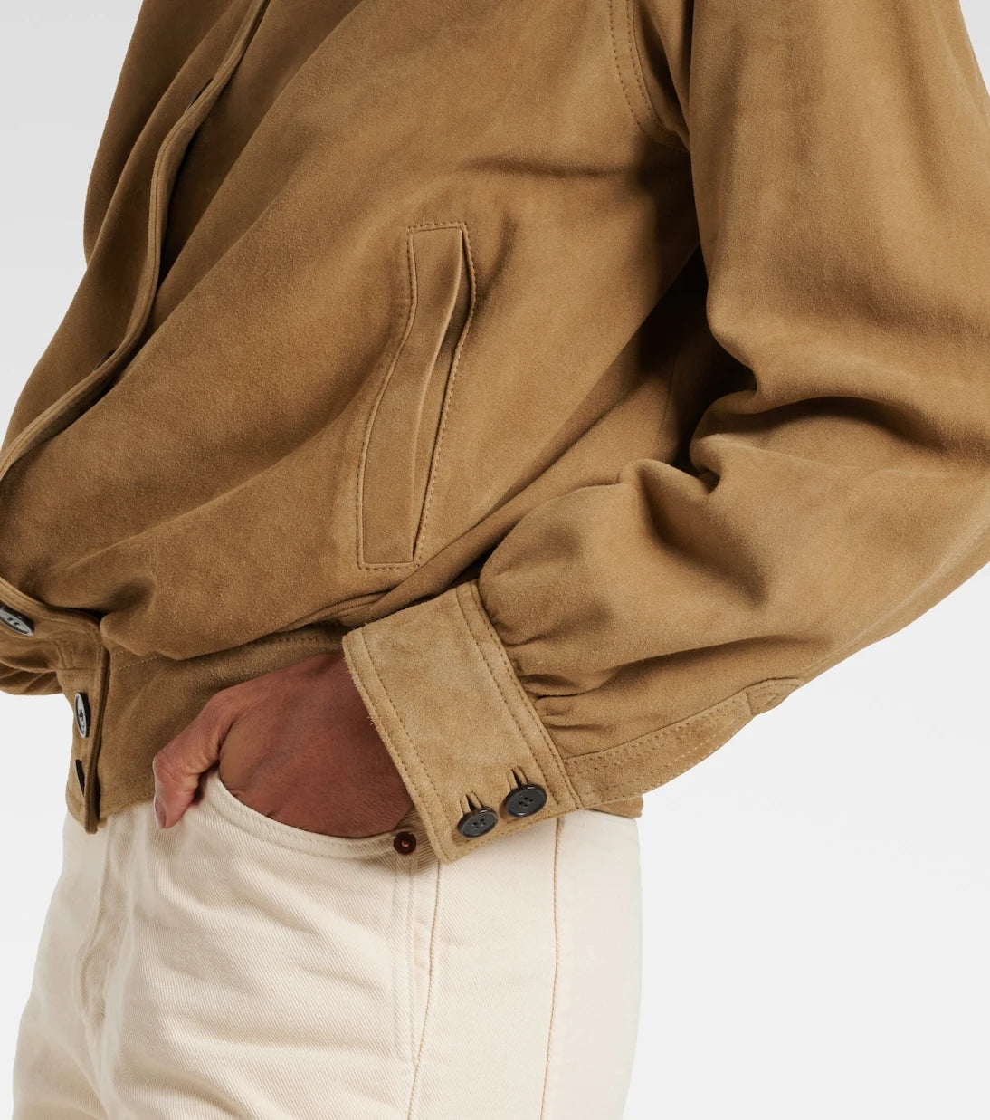 Saint Laurent - Gathered suede jacket