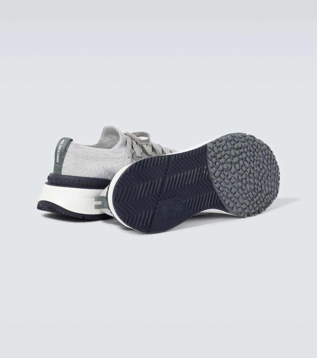 Brunello Cucinelli - Leather-trimmed knitted slip-on sneakers