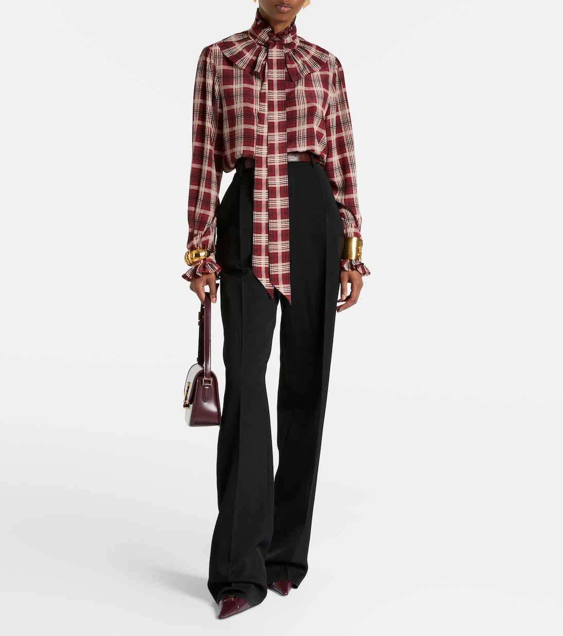 Saint Laurent - Checked silk blouse