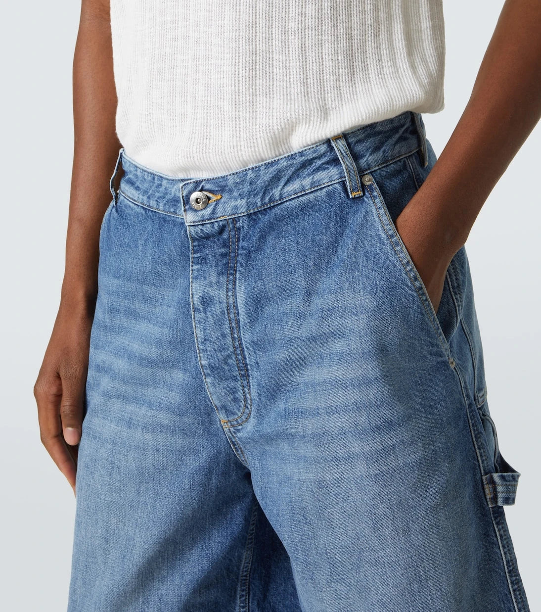 Bottega Veneta - High-rise denim Bermuda shorts