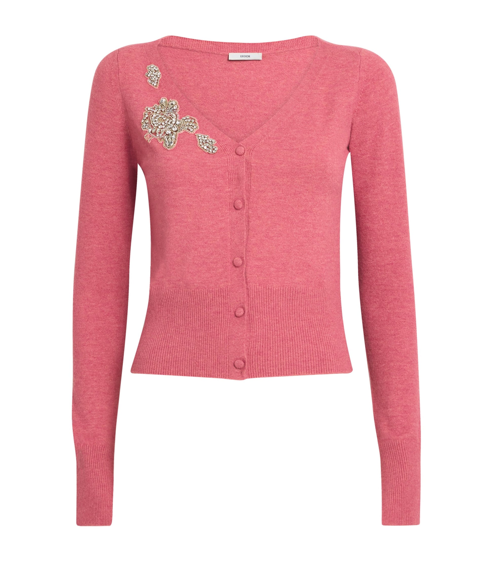 Pink Embellished Cropped Cardigan