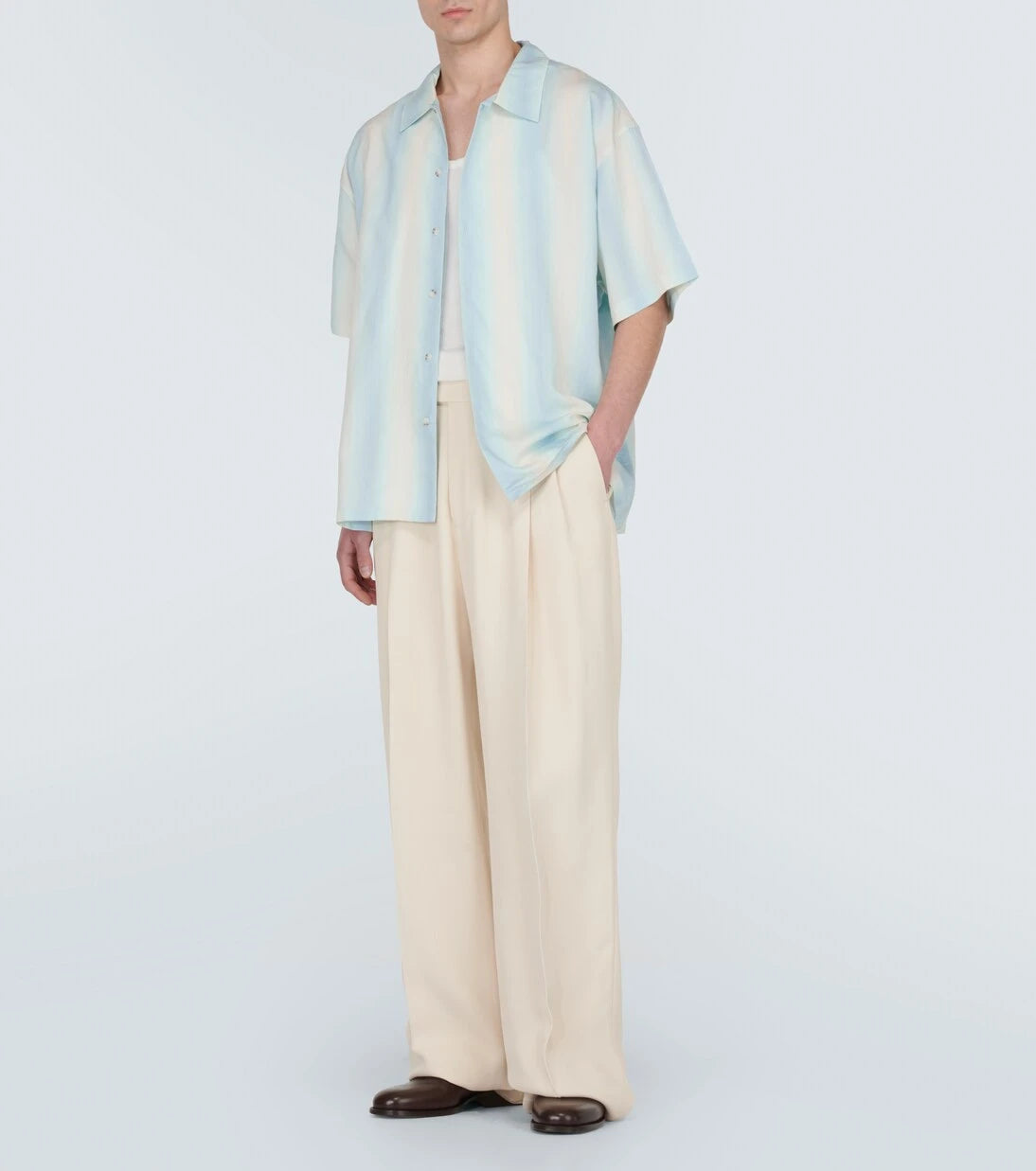 Commas - Oversized striped bowling shirt