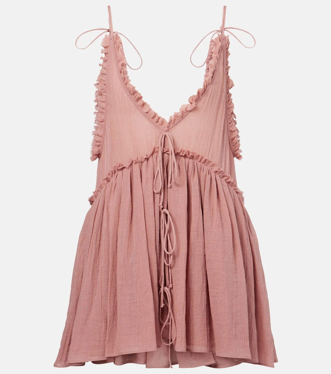 The Attico - Ruffled cotton gauze minidress