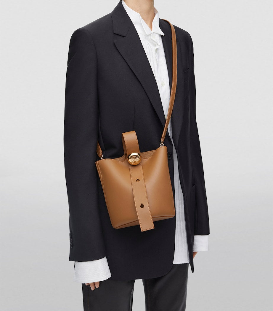 LOEWE Brown Mini Leather Pebble Bucket Bag