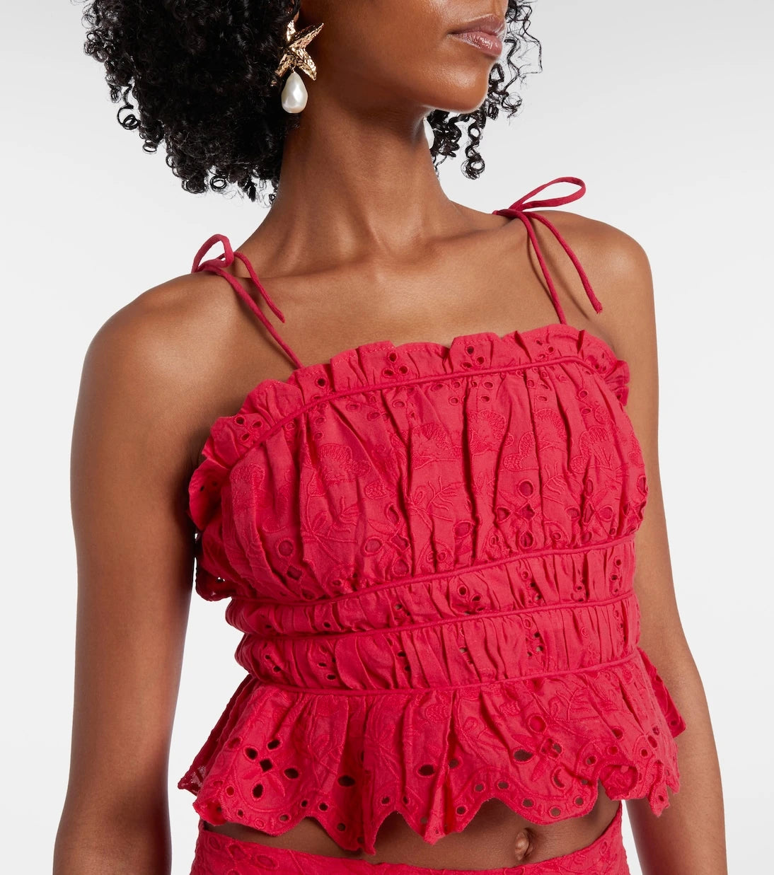 Melissa Odabash - Broderie anglaise cropped cotton top