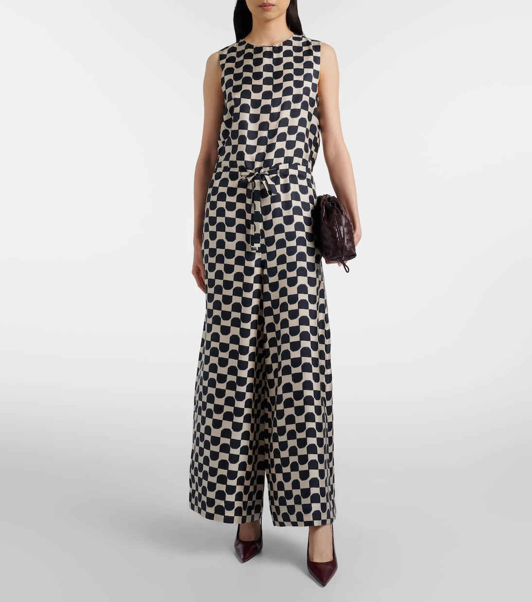 'S Max Mara - Ronchi desenli ipek tulum