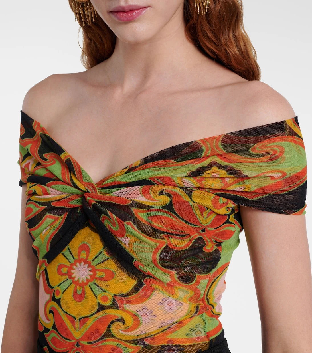Etro - Printed off-shoulder bodysuit