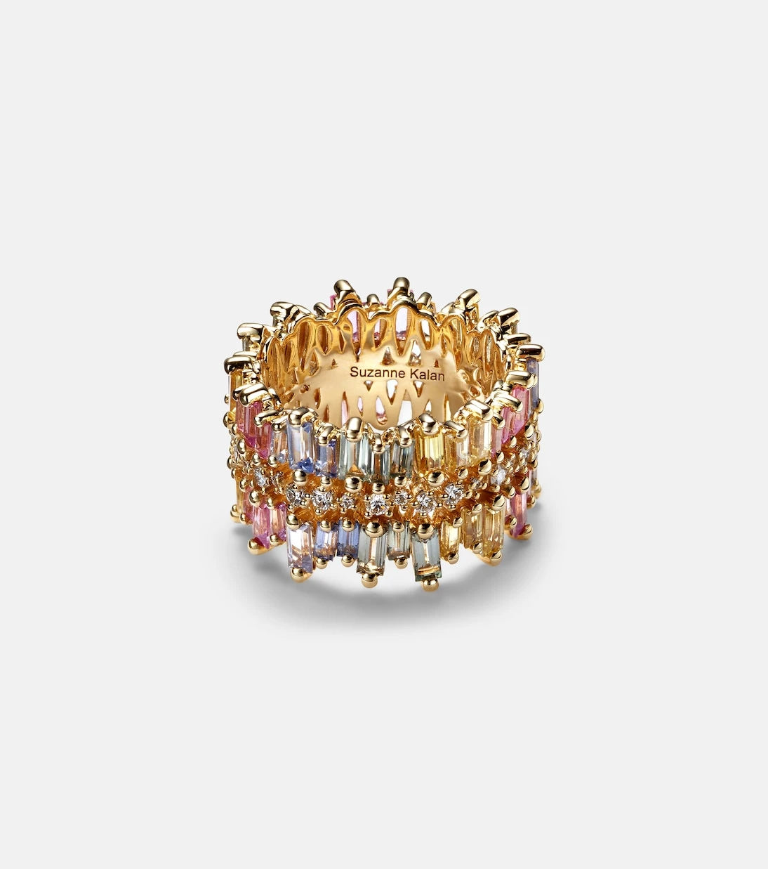 Suzanne Kalan - 18kt gold ring with diamonds and sapphires