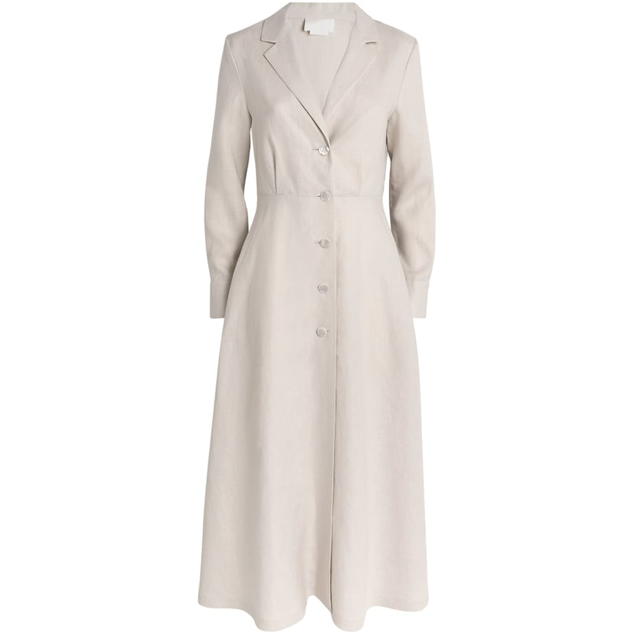 NOMADISSEM Beige Linen Surfrider Midi Shirt Dress