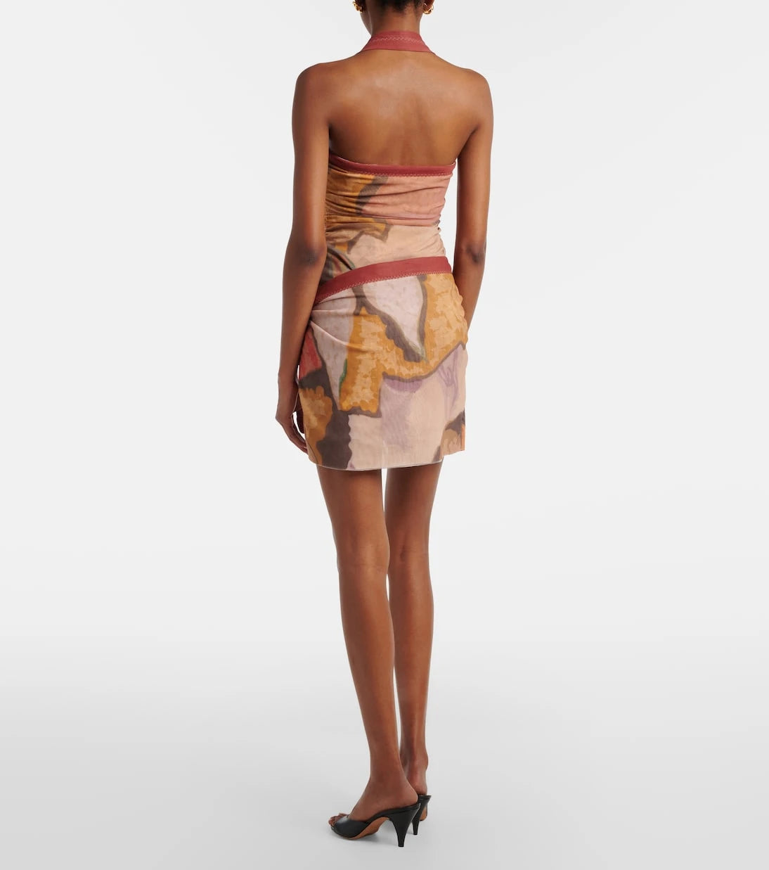 SIR - Printed halterneck mesh minidress
