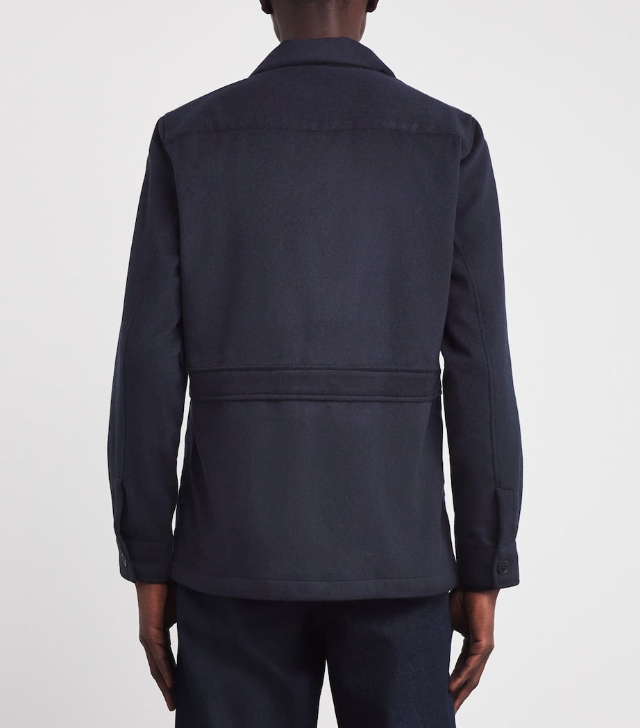 100HANDS Navy Cashmere Single-Breasted Jacket