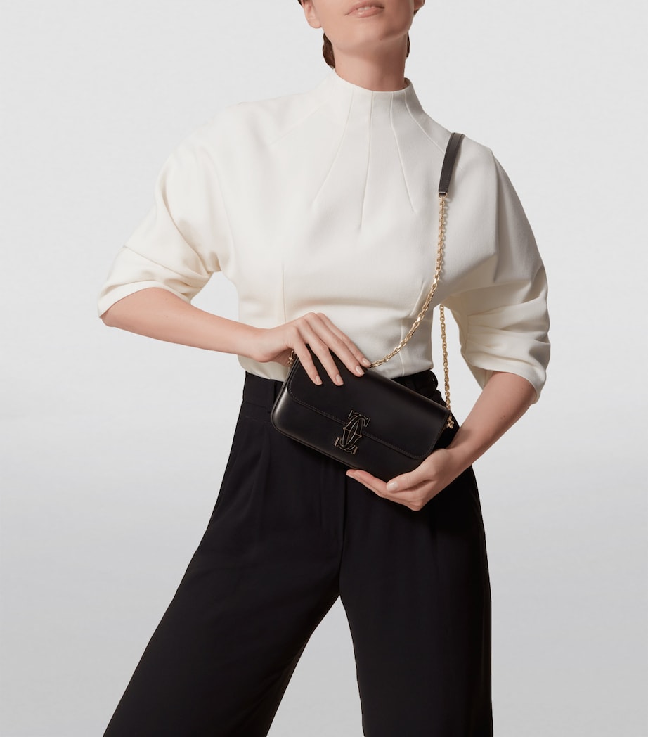 Mini Leather C de Cartier Chain Bag BLACK