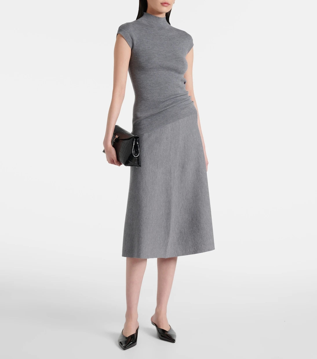 Jardin des Orangers - Wool high-rise midi skirt