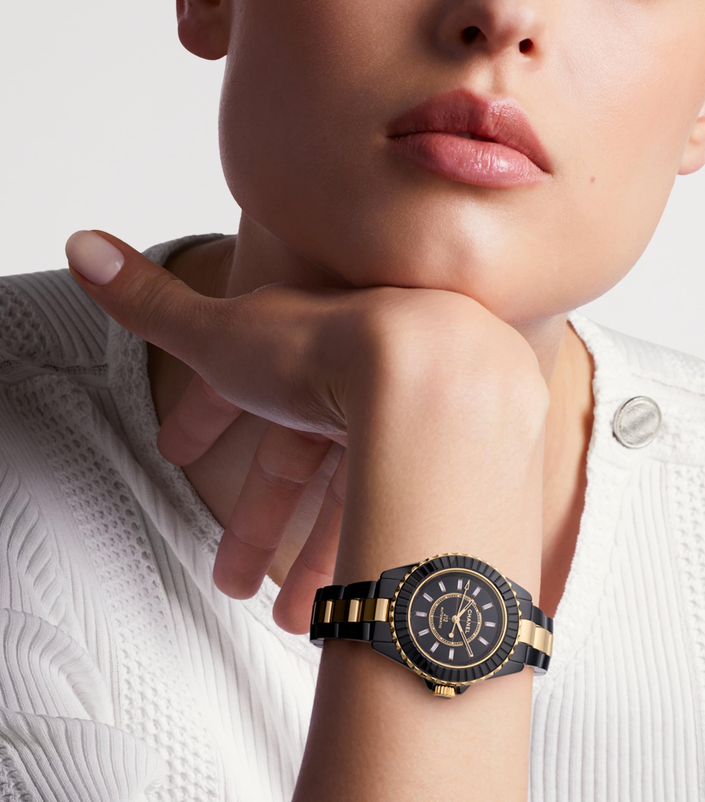 CHANEL Yellow Gold, Ceramic and Diamond J12 Calibre 12.2 Watch 33mm