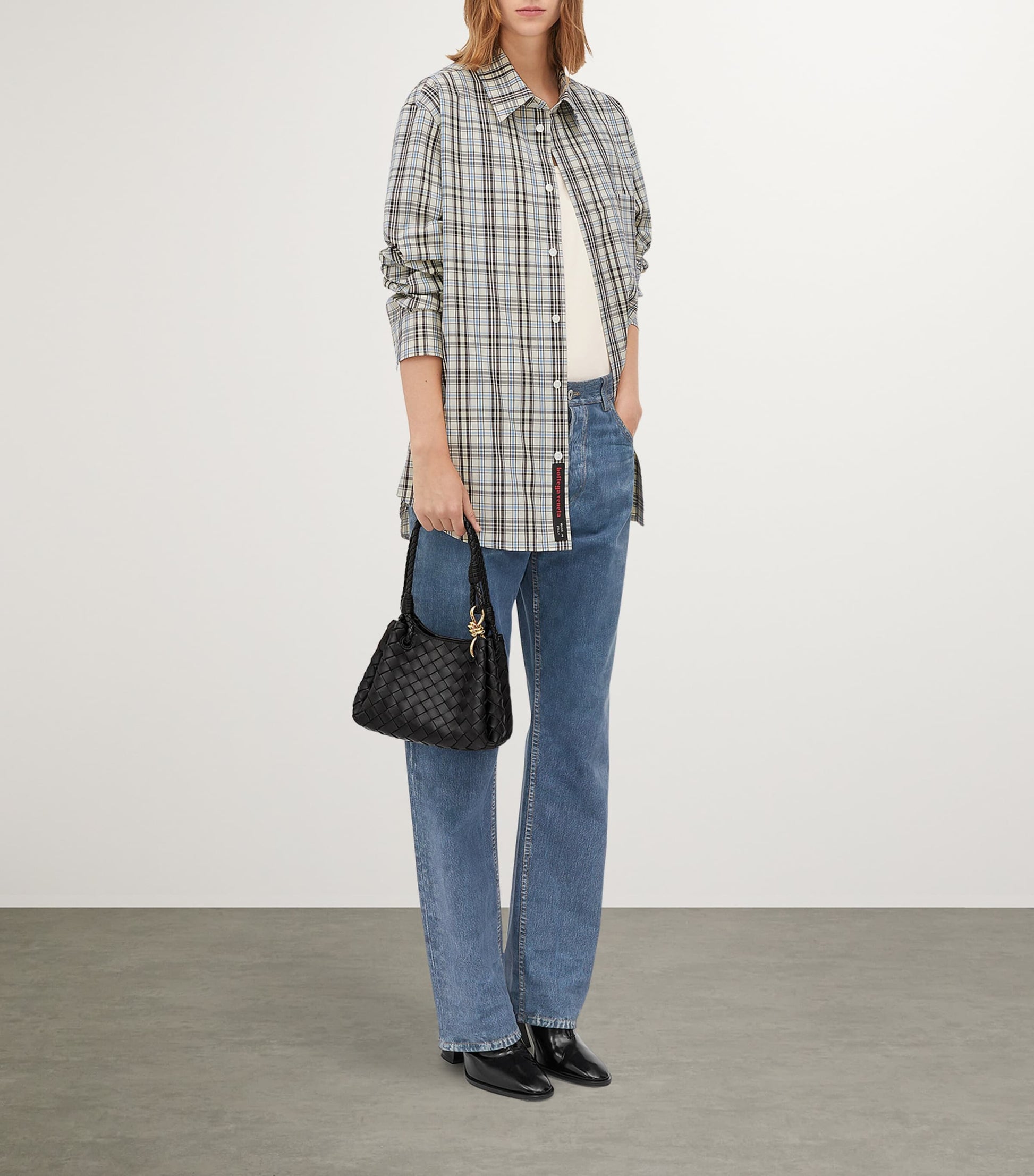 Bottega Veneta Black Small Leather Parachute Shoulder Bag