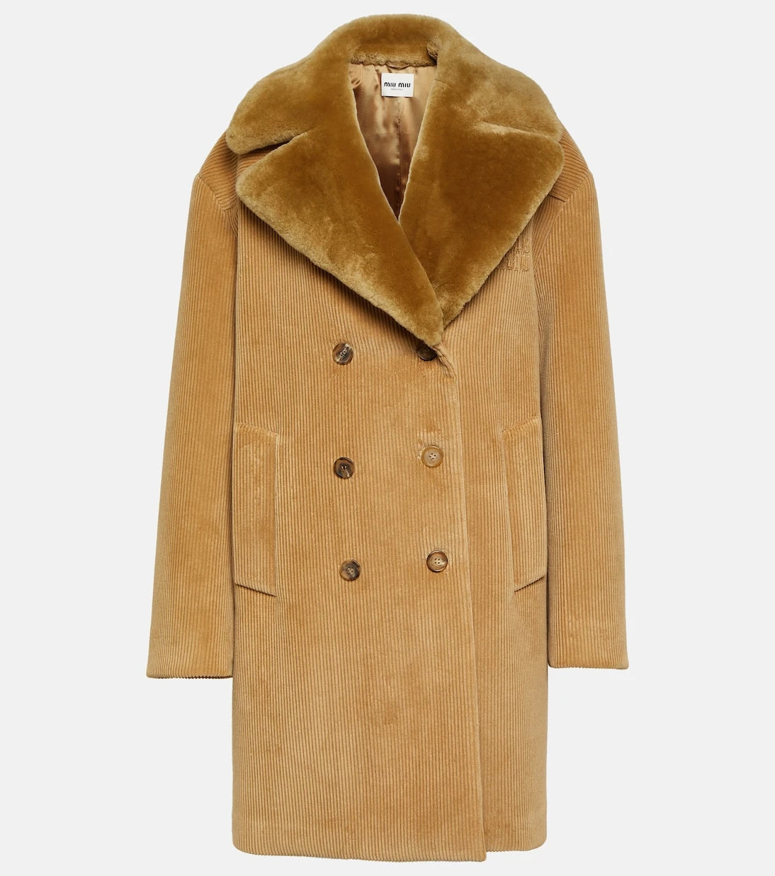 Miu Miu - Shearling-trimmed corduroy coat