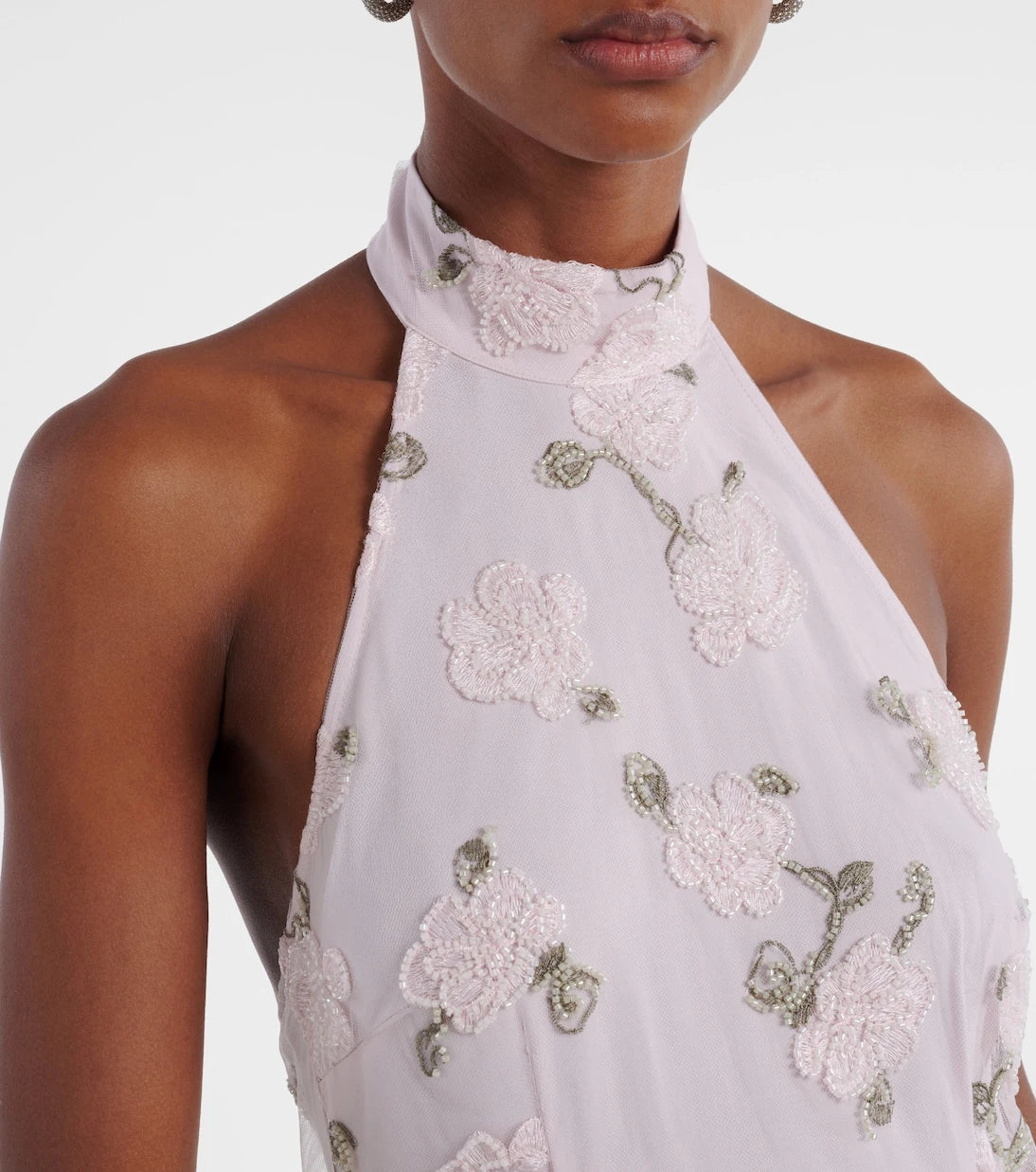 Rotate - Floral embroidered halterneck midi dress