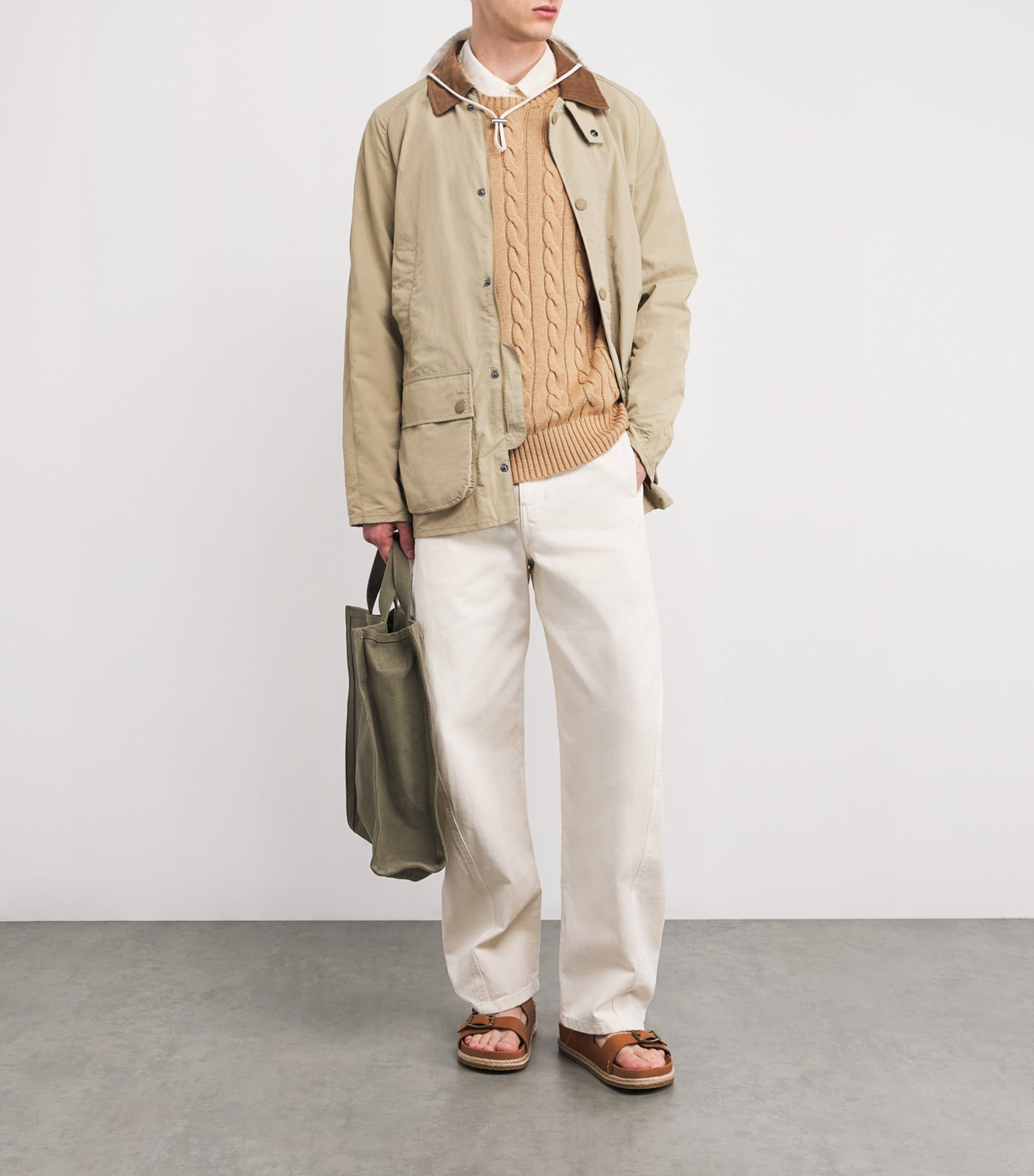 Brown Cotton Cable-Knit Logo Sweater