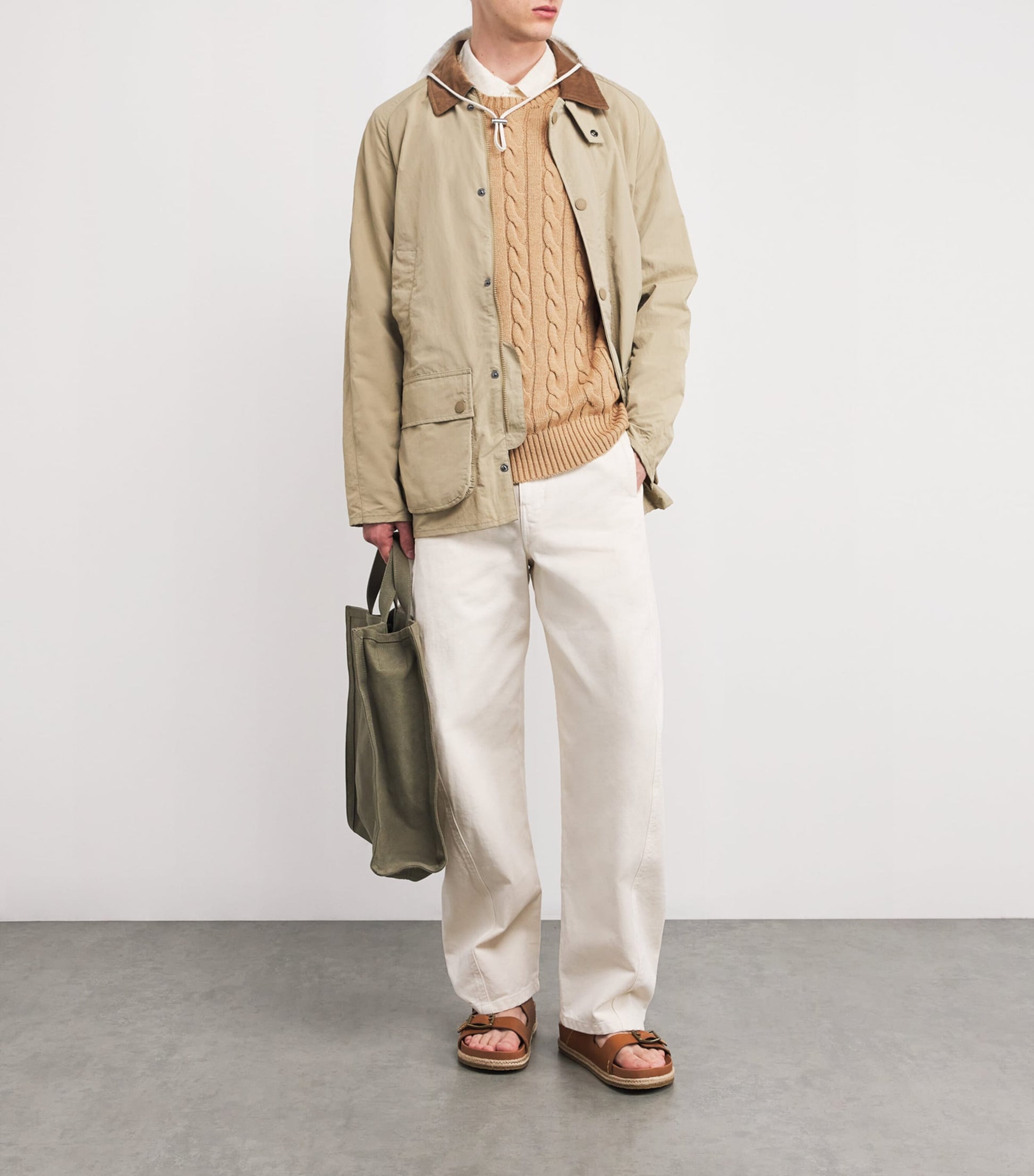 Brown Cotton Cable-Knit Logo Sweater