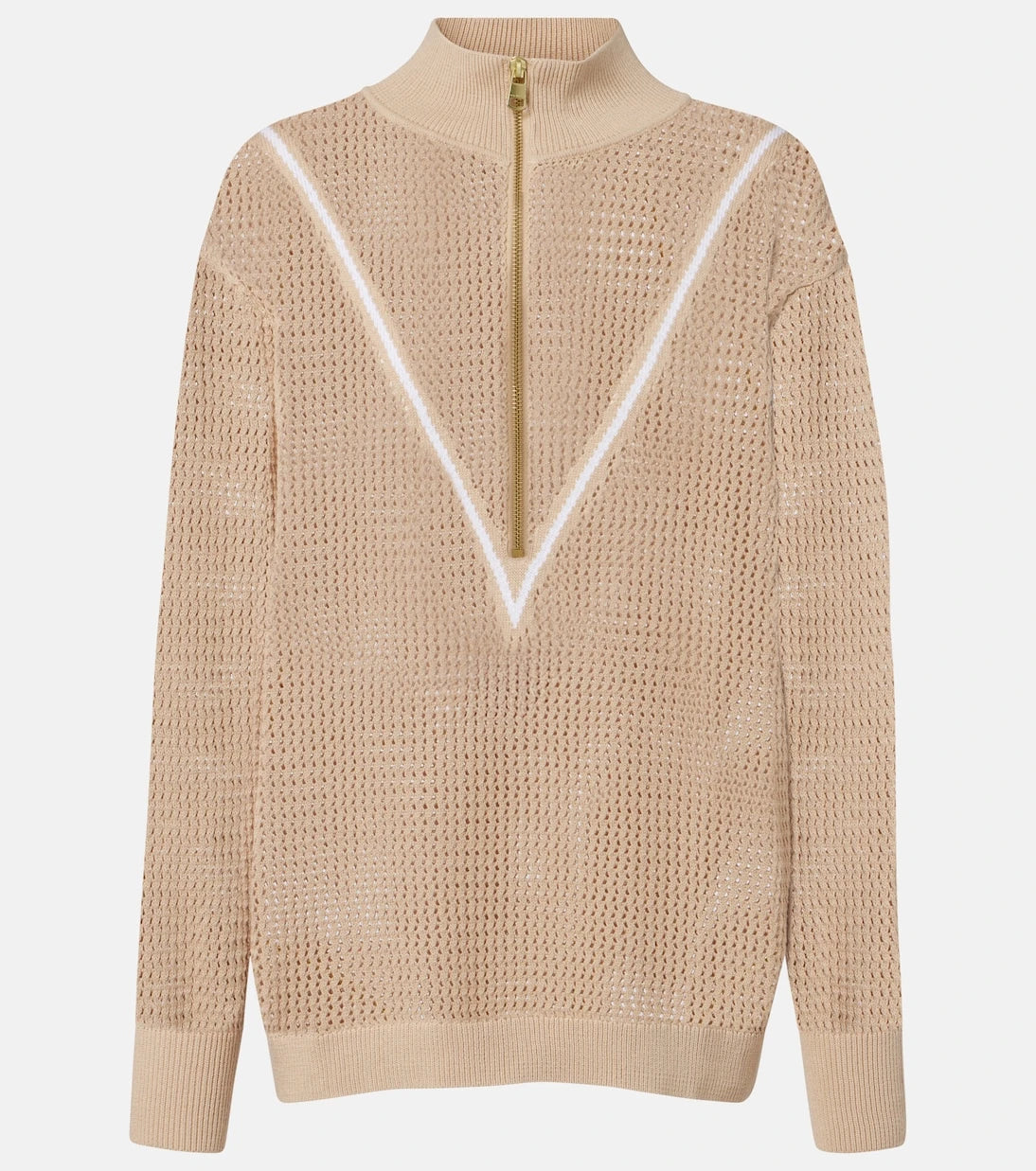 Varley - Calva open-knit cotton half-zip sweater