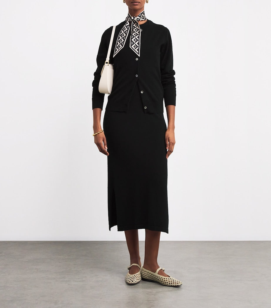 Black Cashmere Crew-Neck Cardigan