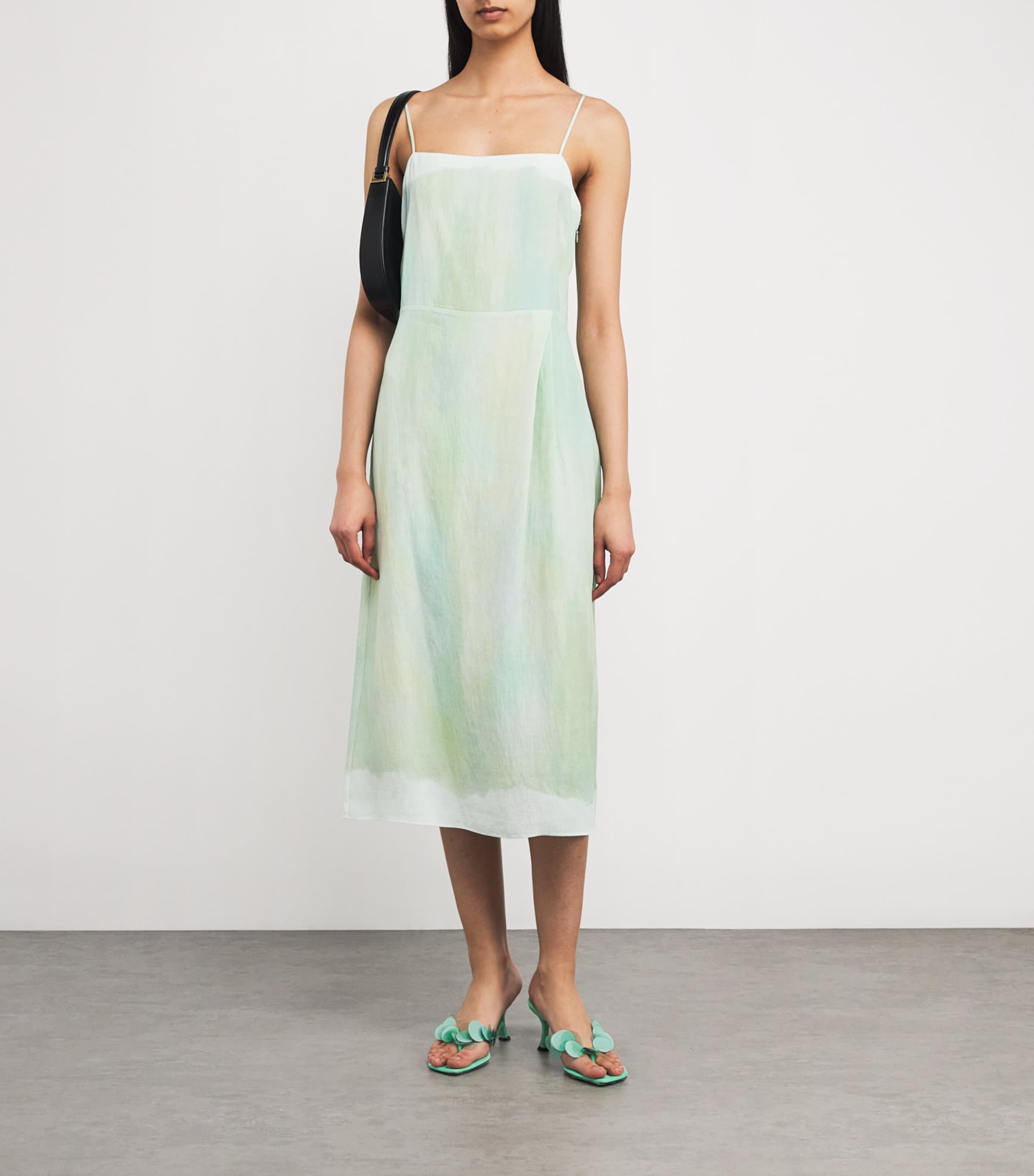 Satin Watercolour Midi Dress