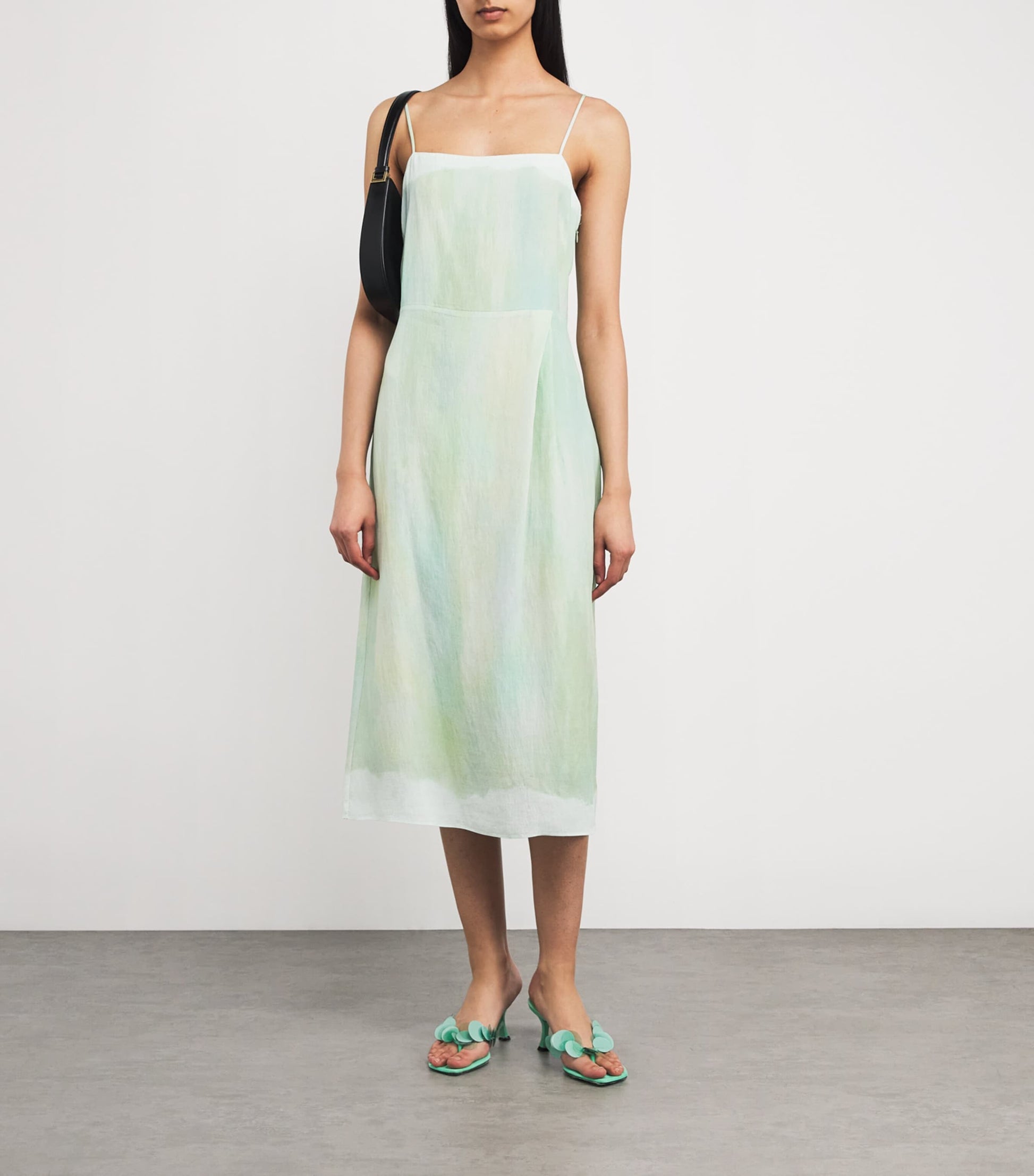 Satin Watercolour Midi Dress