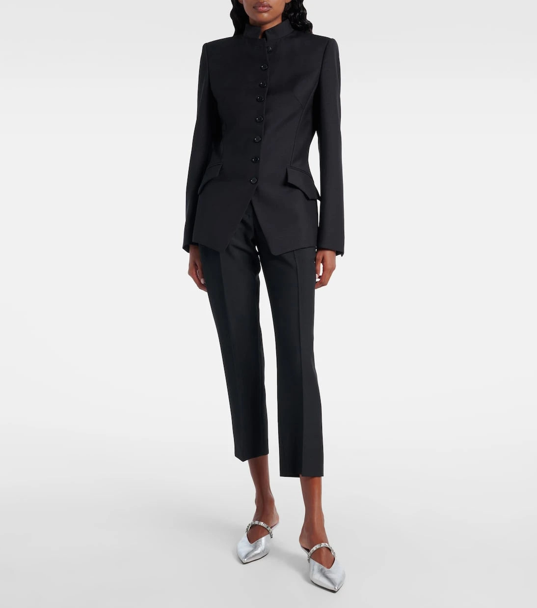 McQueen - Wool and mohair cropped straight pants