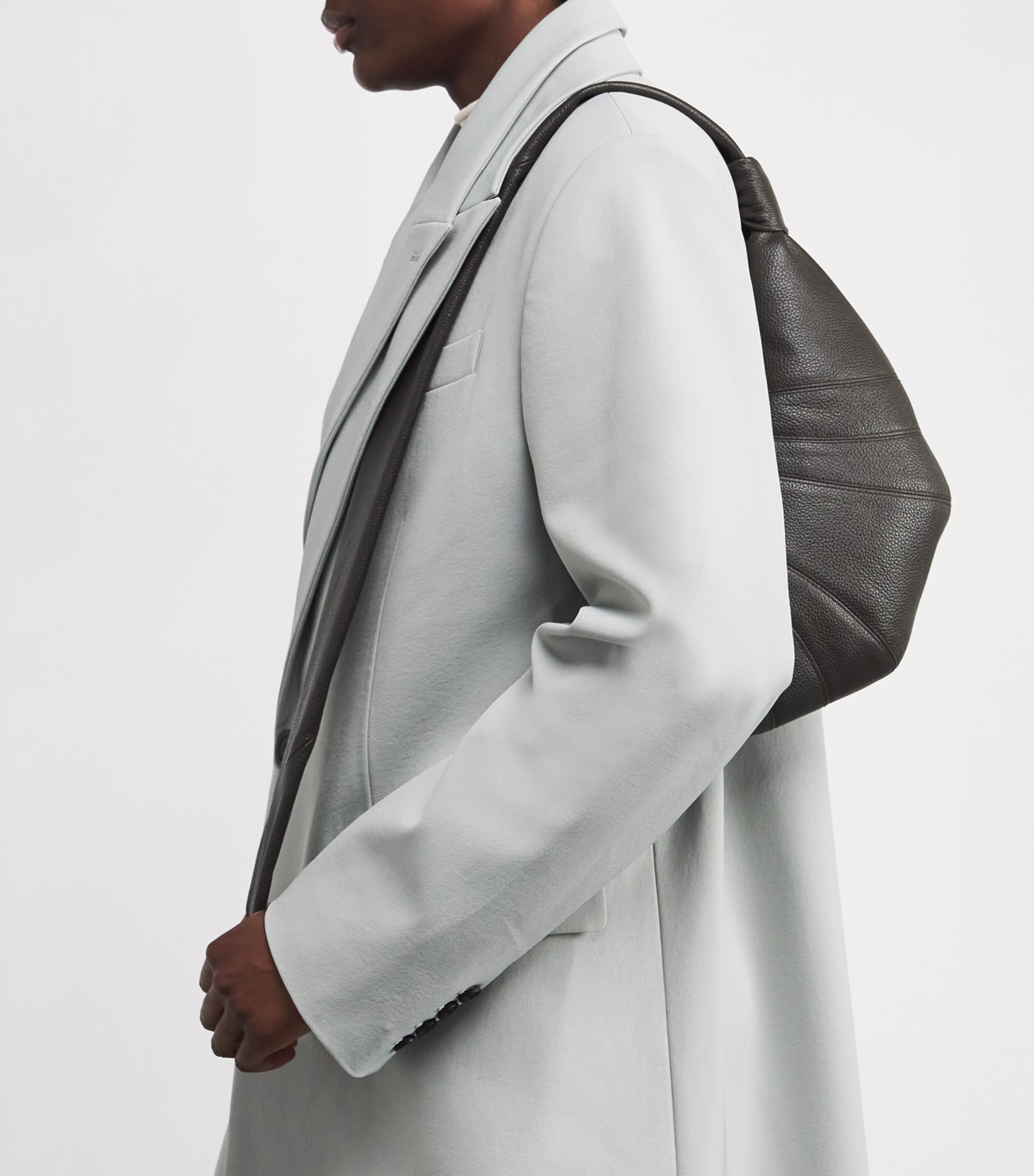 Lemaire Green Small Pebbled Leather Croissant Bag